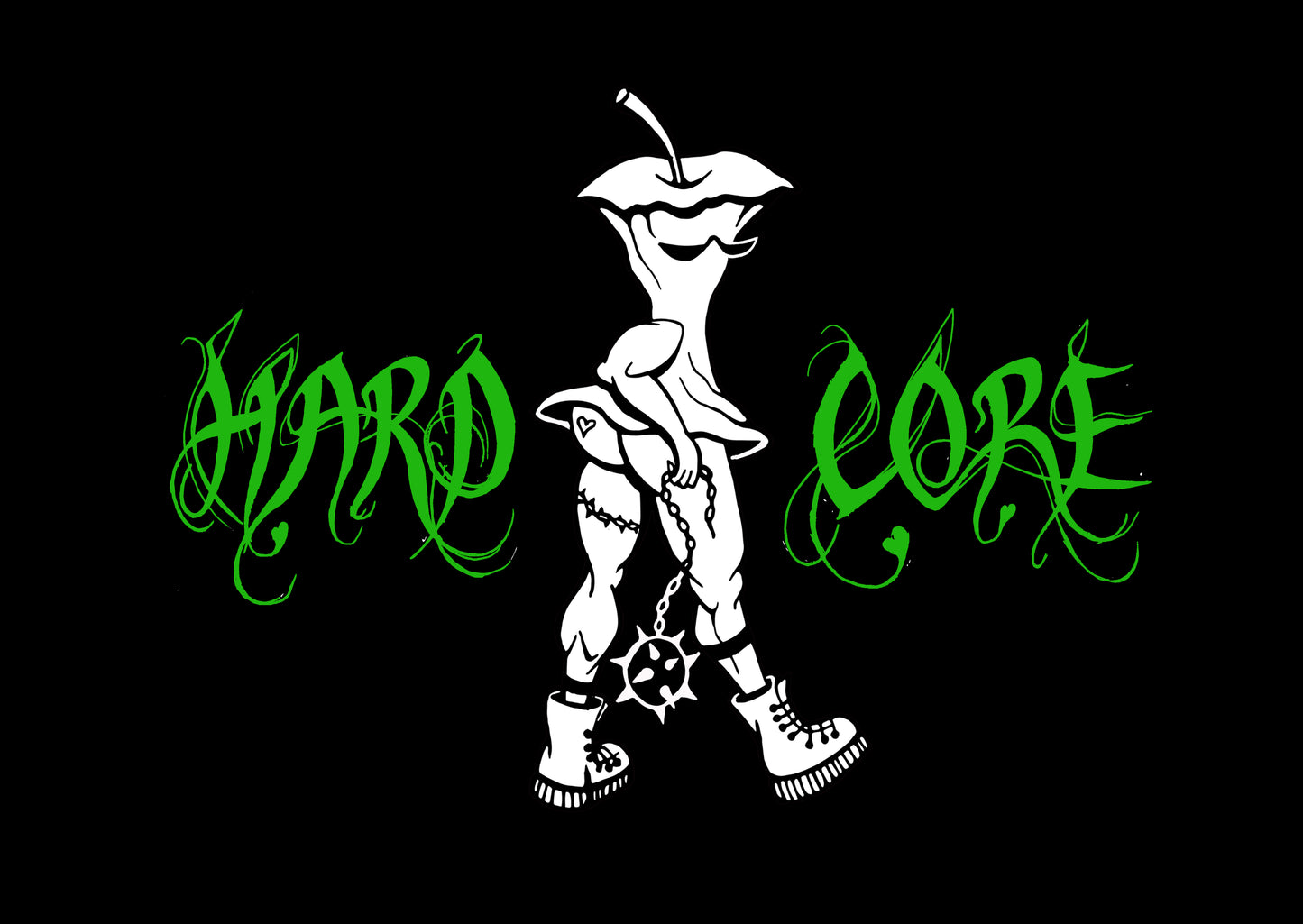 Hand printed Green HardCore T shirts