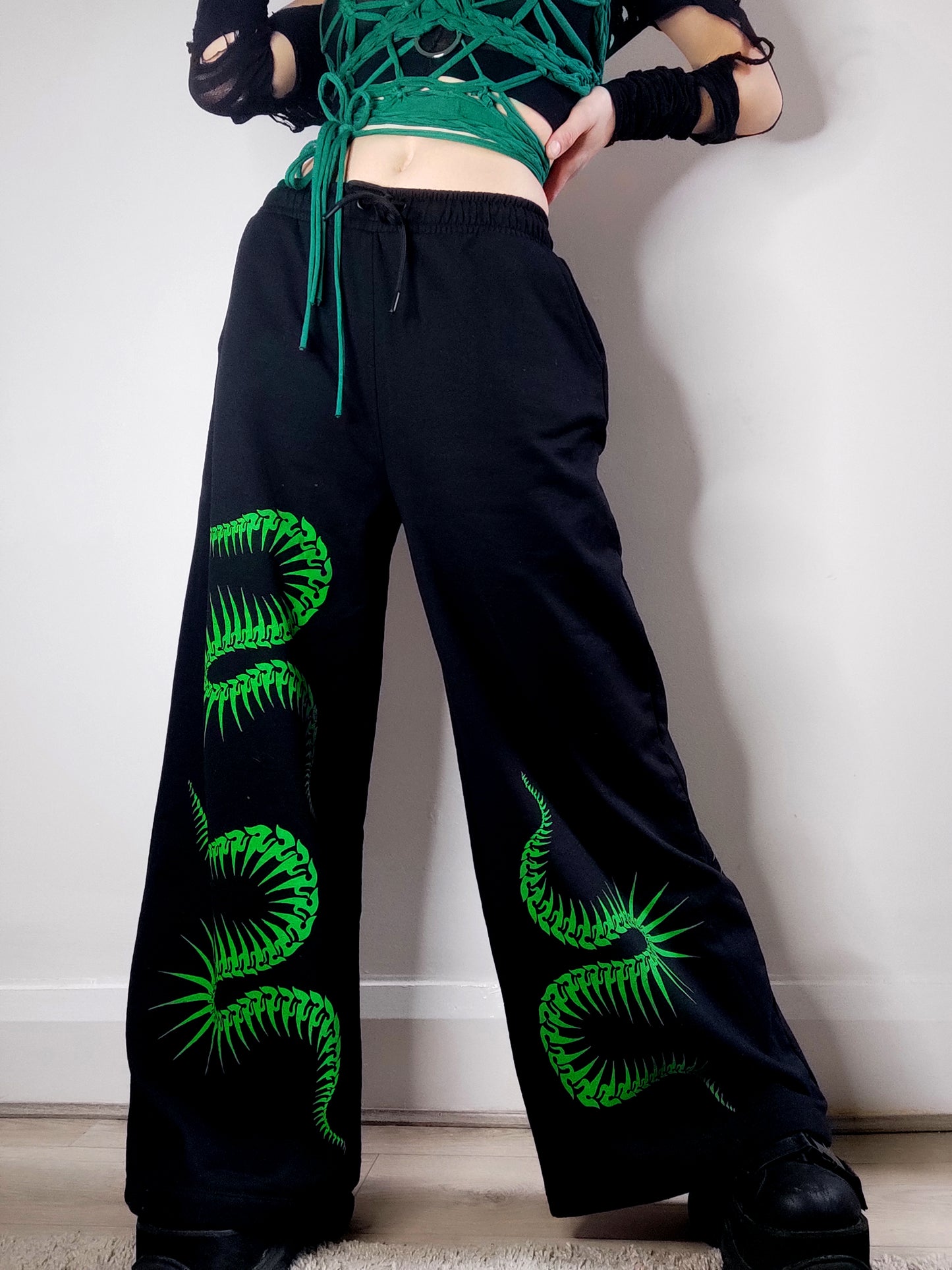 Serpent Spine wide leg tracksuit bottoms/Joggers